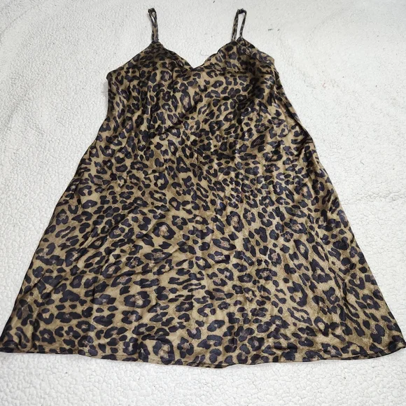 Zara‎ womens Leopard slip dress size M mini sleeveless V Neck Sexy Party 90's - Picture 8 of 9